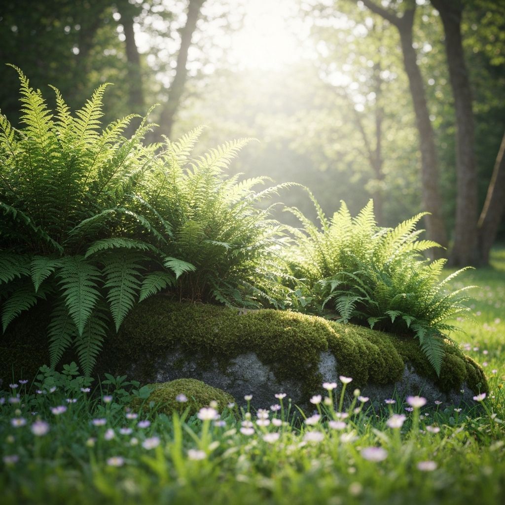 Peaceful natural scene with fresh plants